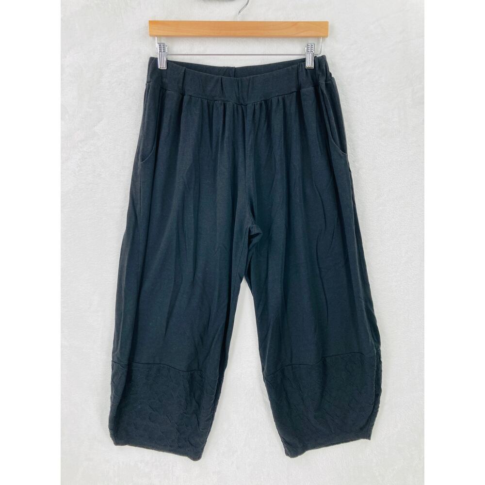 Chalet Et Ceci Pants Womens Large Black Cropped Balloon Leg Stretch Lagenlook